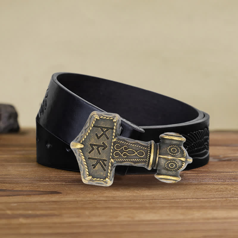 DIY-Brutal-Viking-Hammer-Schnalle Ledergürtel für Männer