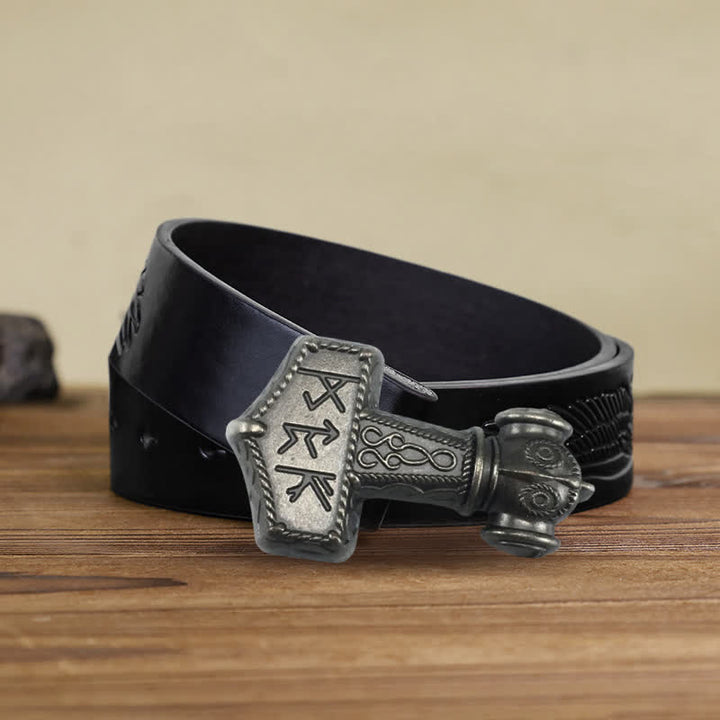 DIY-Brutal-Viking-Hammer-Schnalle Ledergürtel für Männer