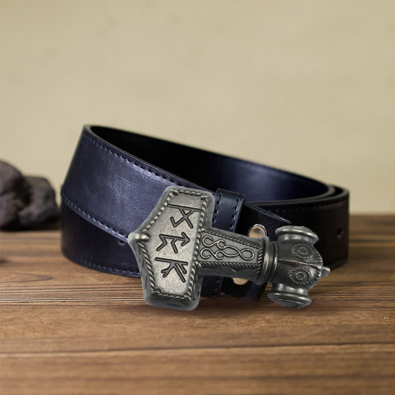 DIY-Brutal-Viking-Hammer-Schnalle Ledergürtel für Männer