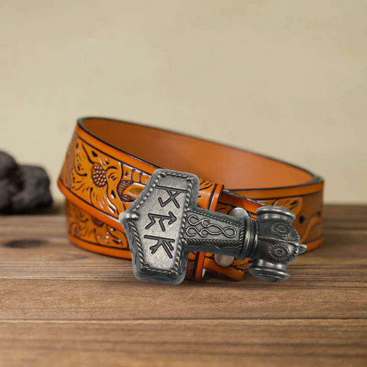 DIY-Brutal-Viking-Hammer-Schnalle Ledergürtel für Männer