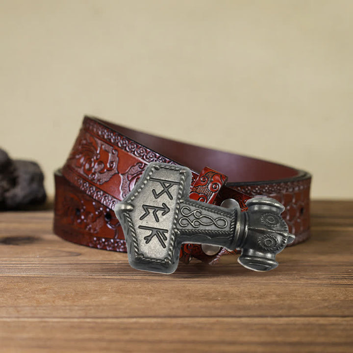 DIY-Brutal-Viking-Hammer-Schnalle Ledergürtel für Männer