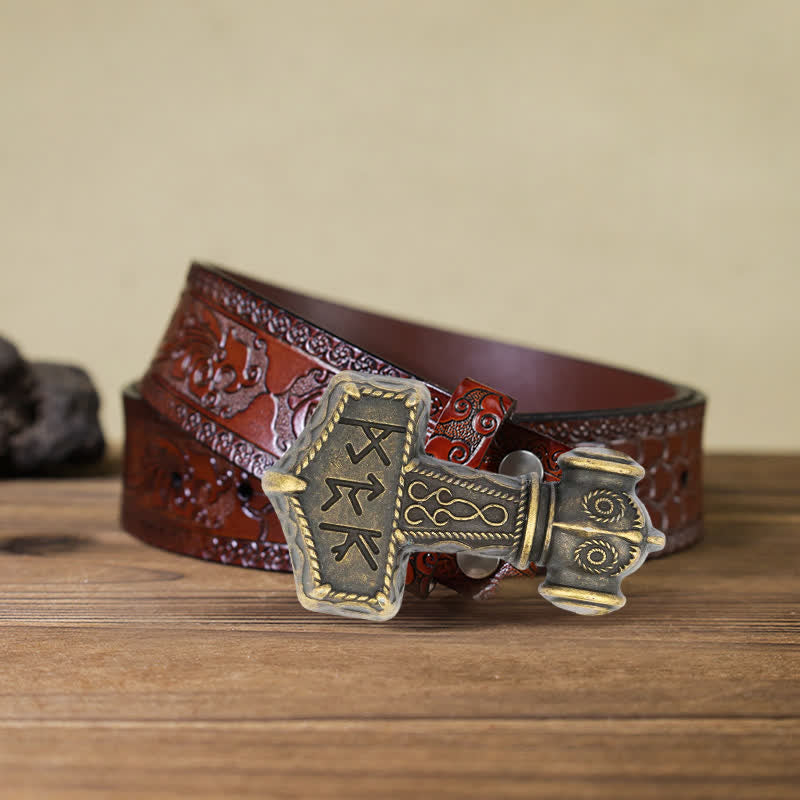 DIY-Brutal-Viking-Hammer-Schnalle Ledergürtel für Männer