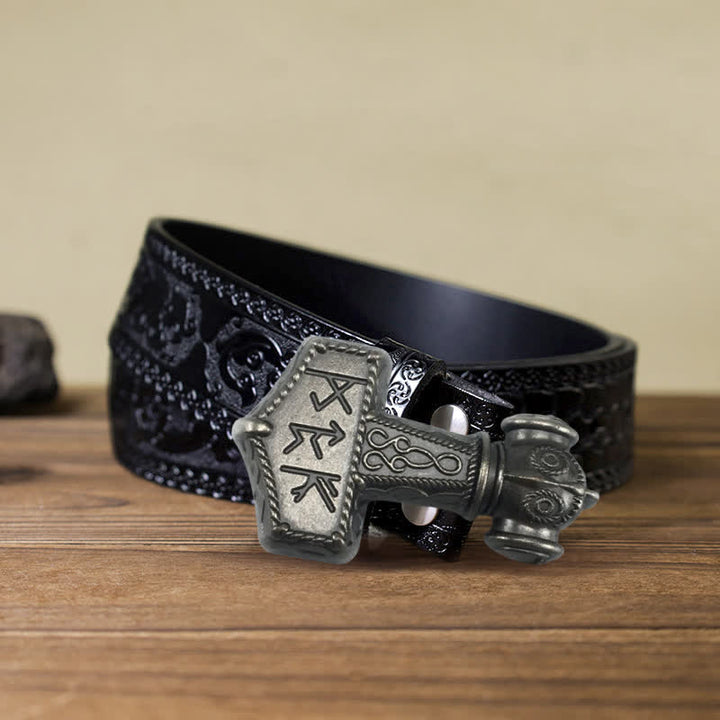 DIY-Brutal-Viking-Hammer-Schnalle Ledergürtel für Männer