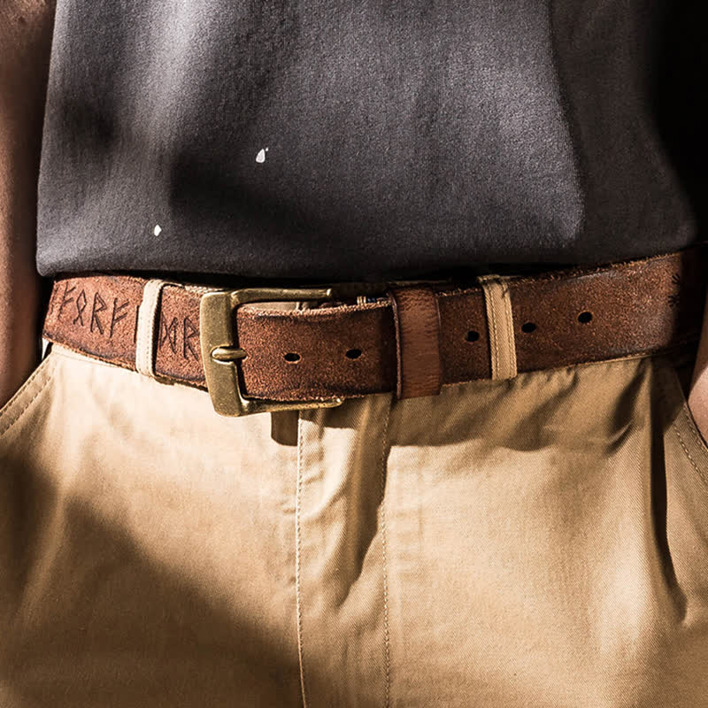Retro geschnitzter Buchstabe Casual Workwear Ledergürtel