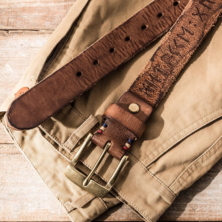 Retro geschnitzter Buchstabe Casual Workwear Ledergürtel