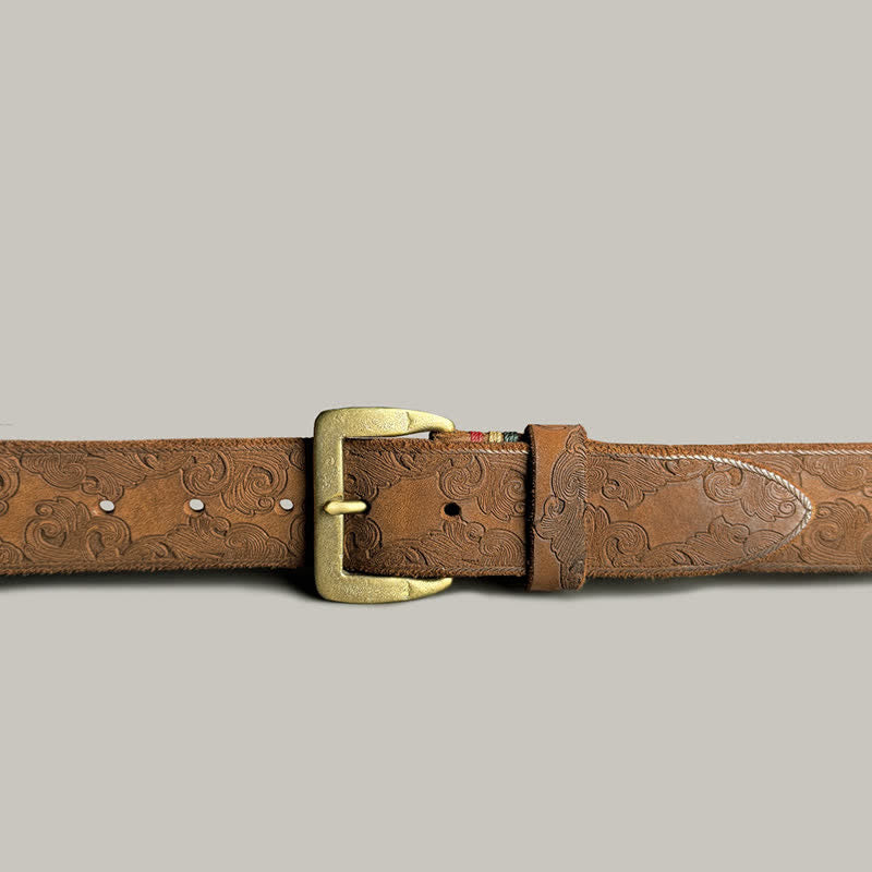 Zarter Vintage-Gürtel mit Blumenprägung aus Leder