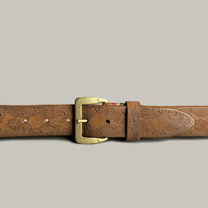 Zarter Vintage-Gürtel mit Blumenprägung aus Leder
