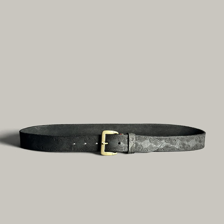 Zarter Vintage-Gürtel mit Blumenprägung aus Leder