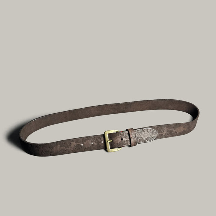 Zarter Vintage-Gürtel mit Blumenprägung aus Leder