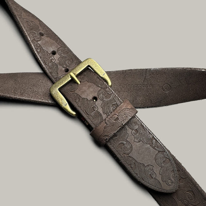 Zarter Vintage-Gürtel mit Blumenprägung aus Leder