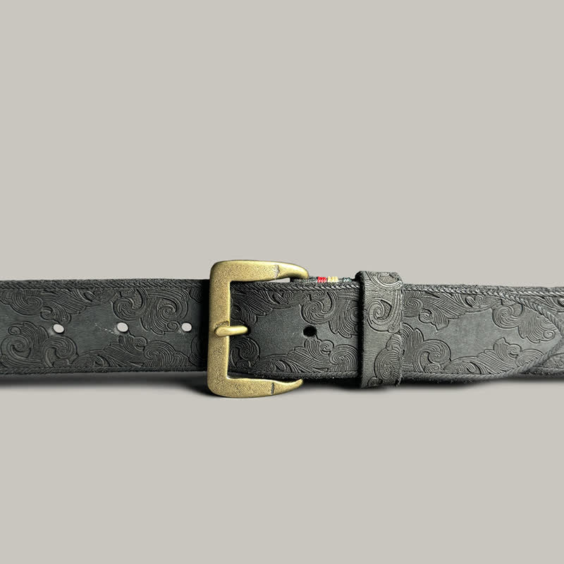 Zarter Vintage-Gürtel mit Blumenprägung aus Leder