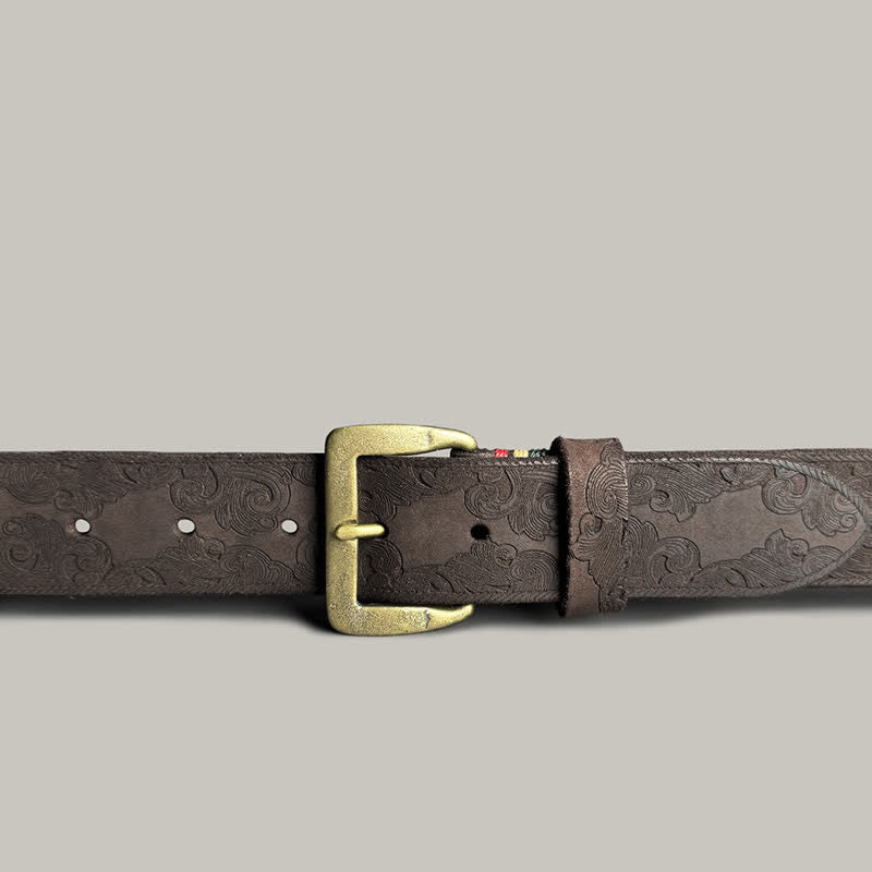 Zarter Vintage-Gürtel mit Blumenprägung aus Leder