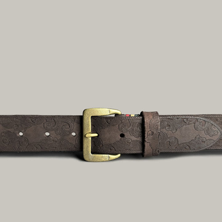 Zarter Vintage-Gürtel mit Blumenprägung aus Leder