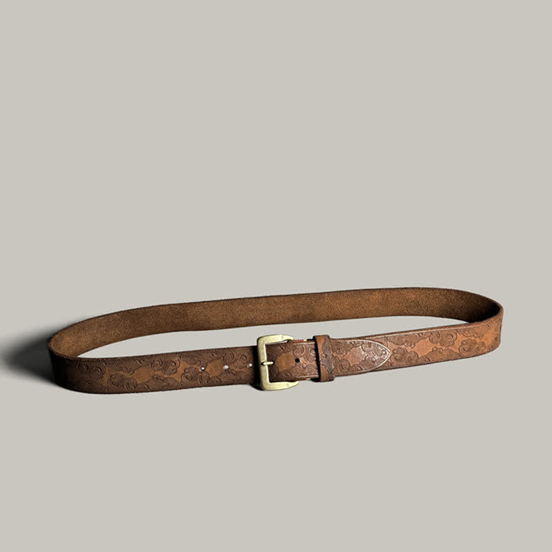 Zarter Vintage-Gürtel mit Blumenprägung aus Leder