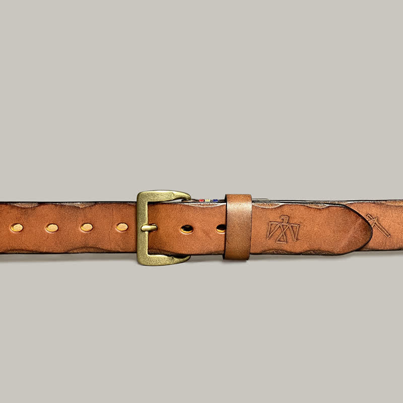Freizeit Retro Ledergürtel mit lasergraviertem Totemmuster