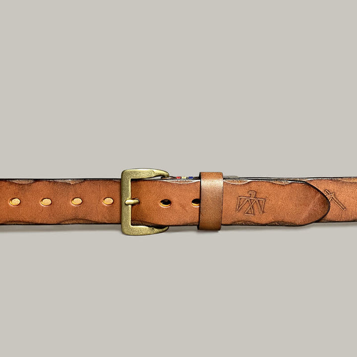 Freizeit Retro Ledergürtel mit lasergraviertem Totemmuster