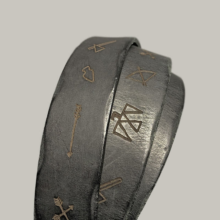 Freizeit Retro Ledergürtel mit lasergraviertem Totemmuster