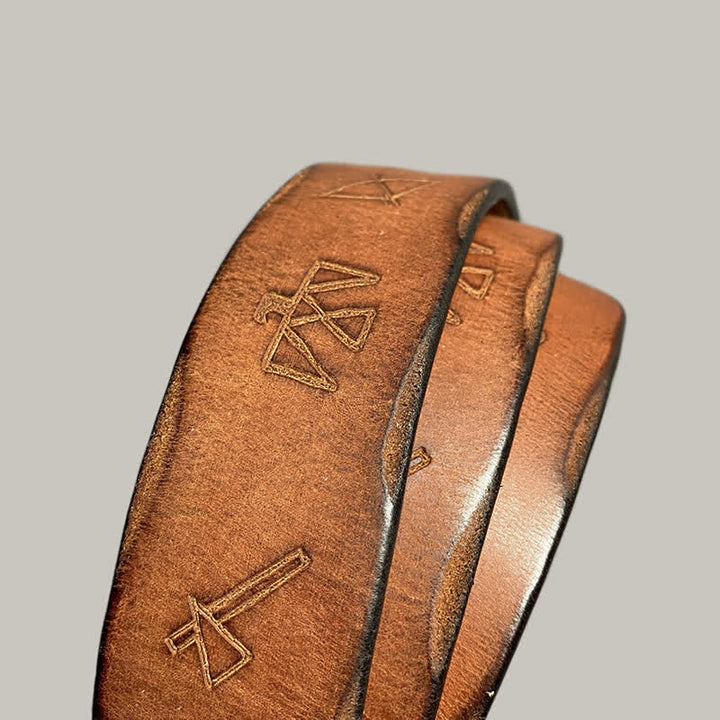 Freizeit Retro Ledergürtel mit lasergraviertem Totemmuster
