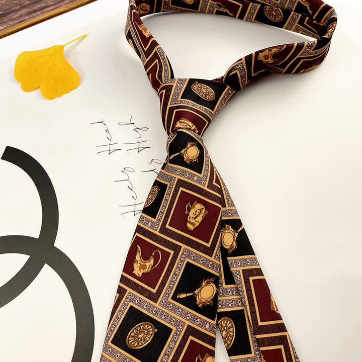 Braune-goldene Krawatte mit Zauberlampen-Druck für Herren