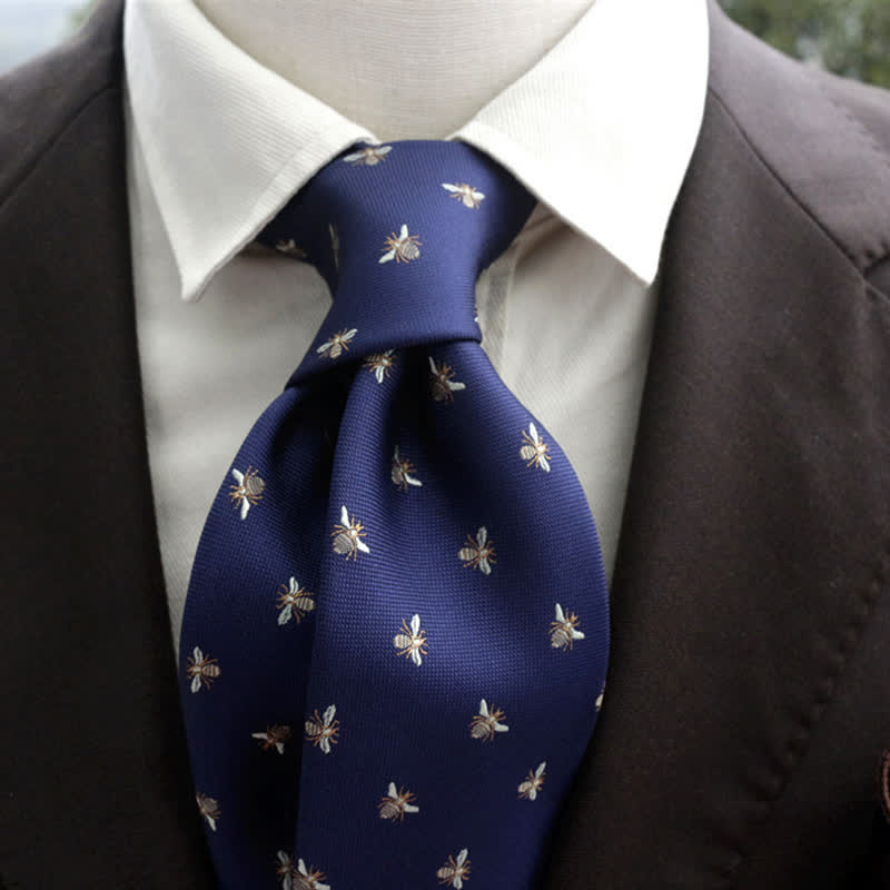 Krawatte mit niedlichen Honigbienen-Motiven für Herren - Marineblau - image 3