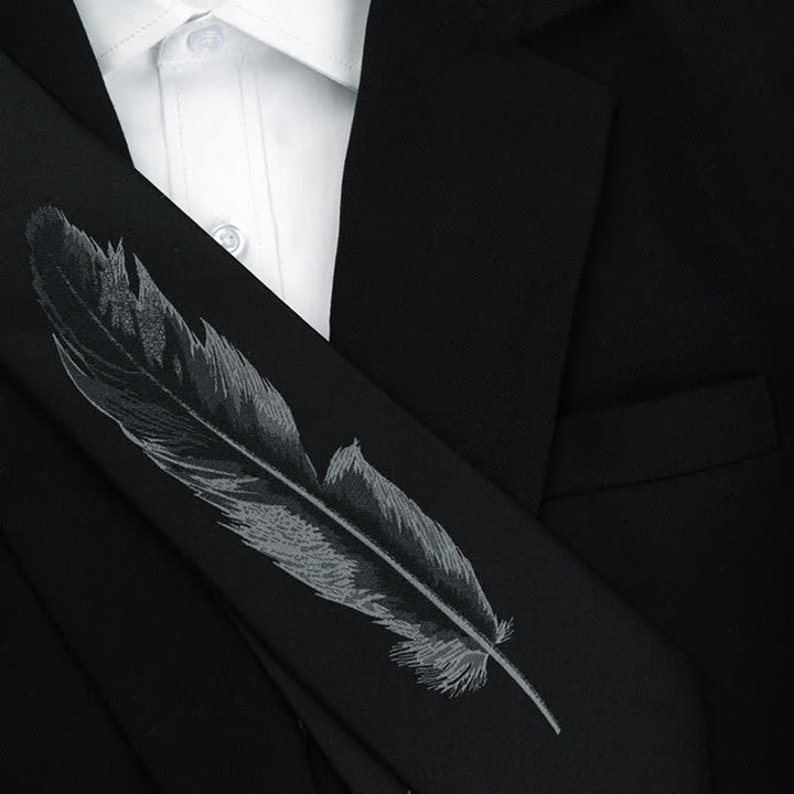 Schwarze und graue Krawatte mit Engelsfeder-Muster für Herren