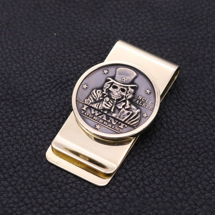 Bronze Evil Skull Soldat Messing Geldklammer