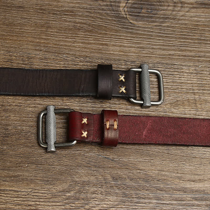 Retro Abgenutzter Einstellbarer Glatter Schnallenledergürtel