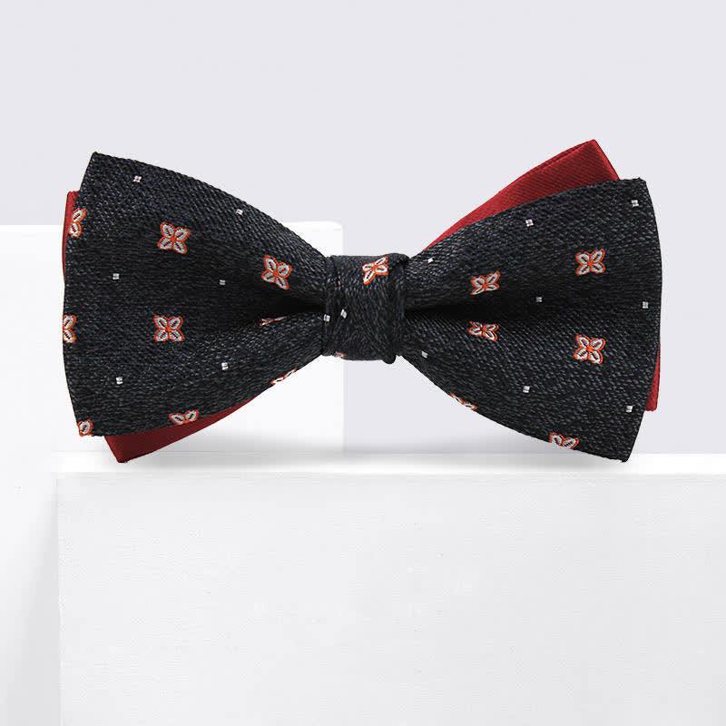Herren-Dunkelgraue   Burgunderrote Lucky Stars Seidenfliege