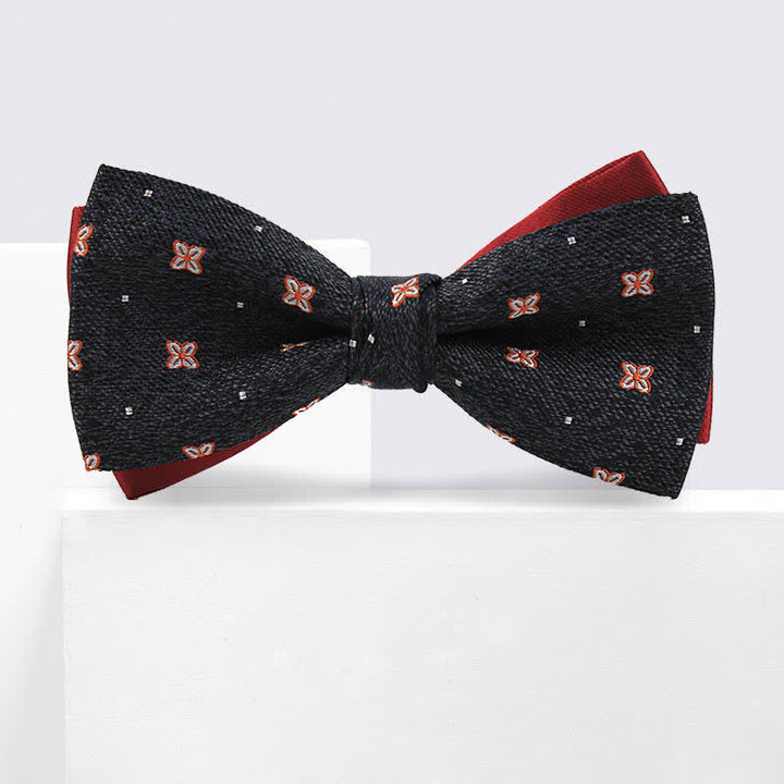 Herren-Dunkelgraue   Burgunderrote Lucky Stars Seidenfliege