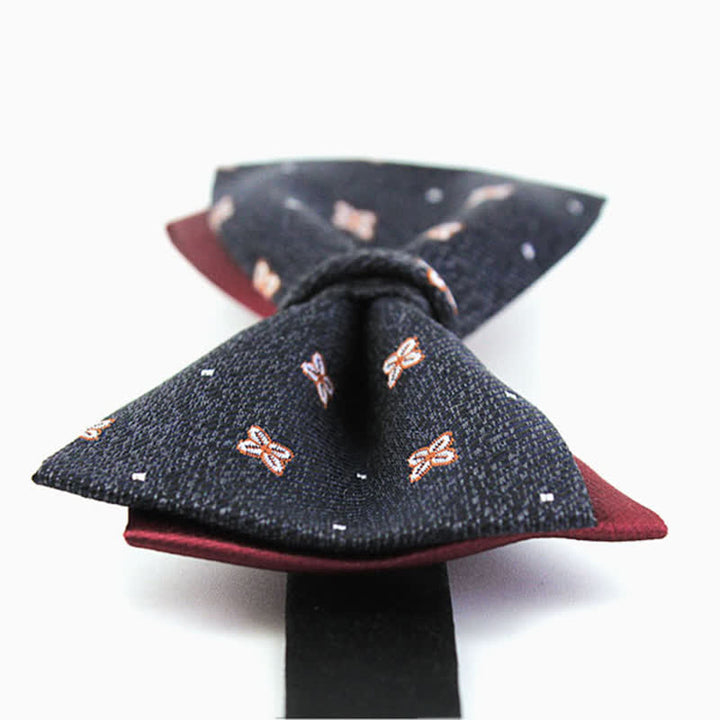 Herren-Dunkelgraue   Burgunderrote Lucky Stars Seidenfliege