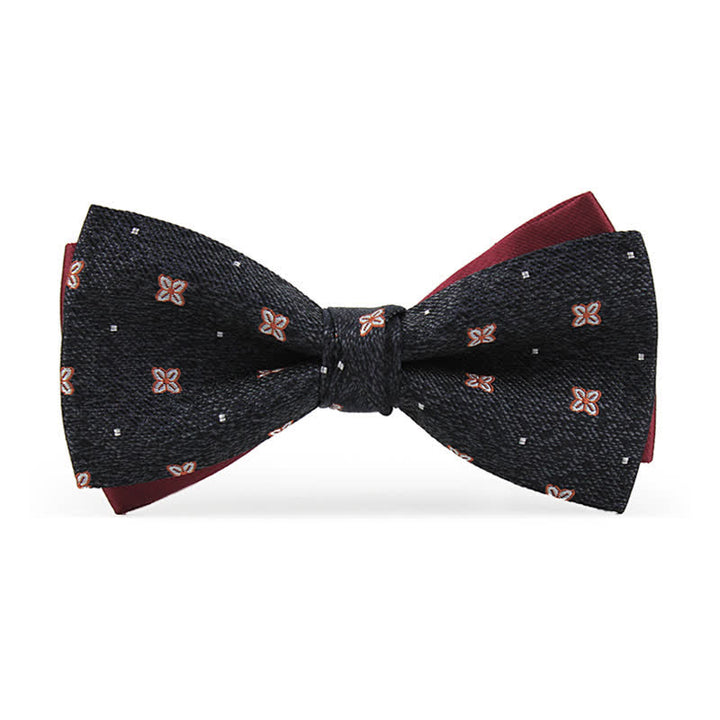 Herren-Dunkelgraue   Burgunderrote Lucky Stars Seidenfliege