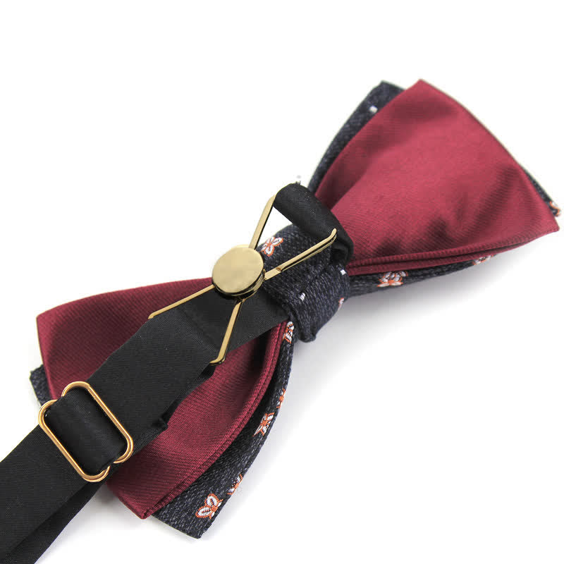 Herren-Dunkelgraue   Burgunderrote Lucky Stars Seidenfliege