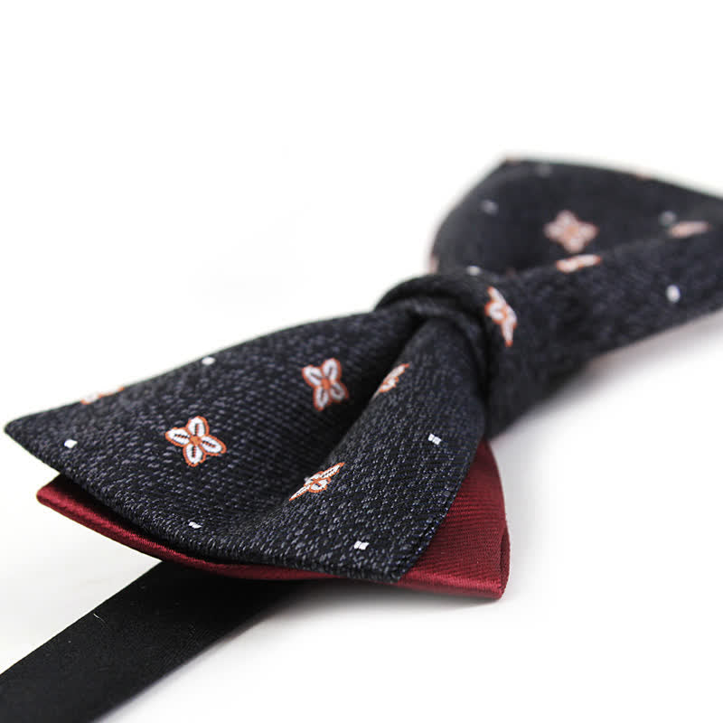 Herren-Dunkelgraue   Burgunderrote Lucky Stars Seidenfliege