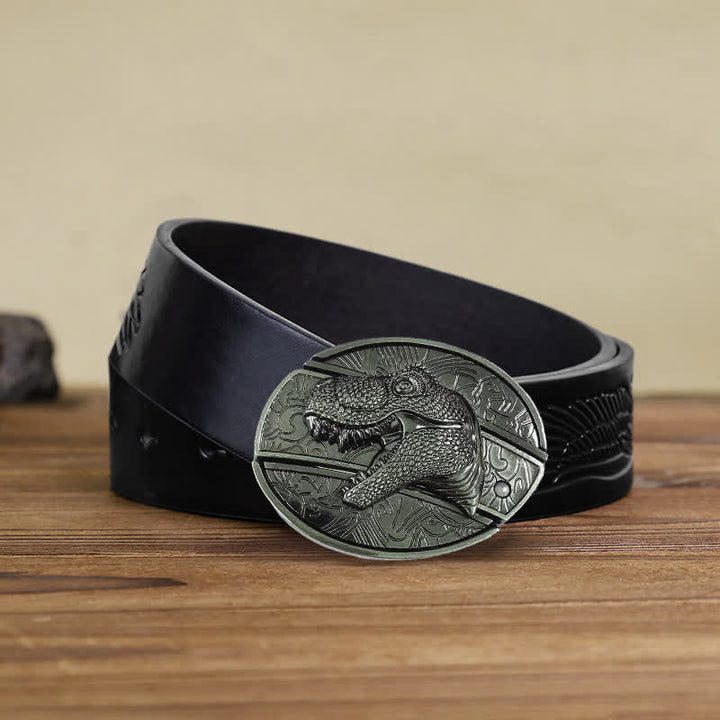 DIY Ledergürtel für Herren mit verstecktem Dinosaurier-Klappmesser