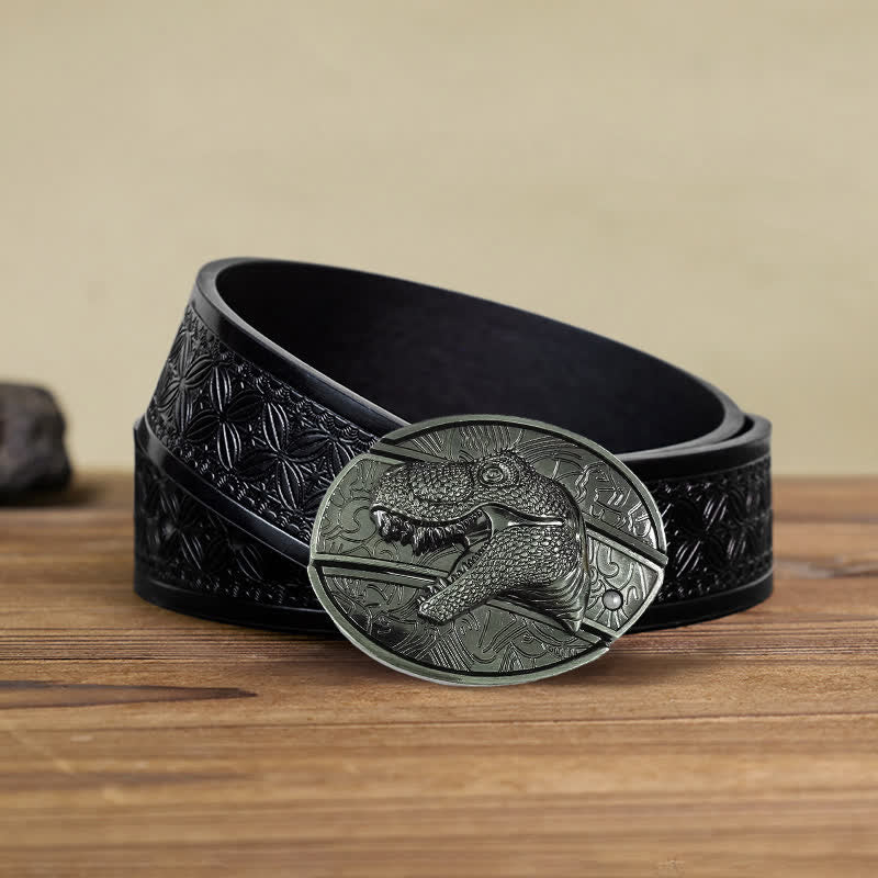 DIY Ledergürtel für Herren mit verstecktem Dinosaurier-Klappmesser