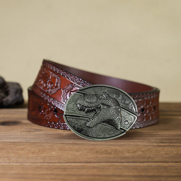 DIY Ledergürtel für Herren mit verstecktem Dinosaurier-Klappmesser