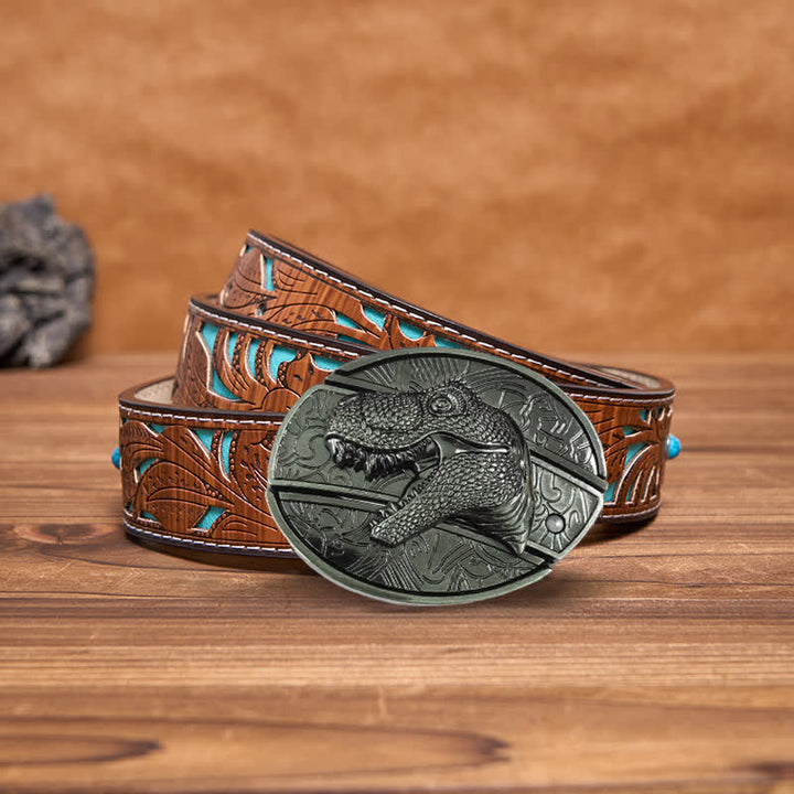 DIY Ledergürtel für Herren mit verstecktem Dinosaurier-Klappmesser