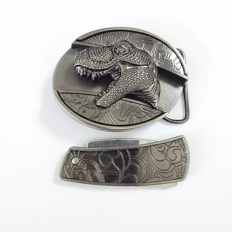 DIY Ledergürtel für Herren mit verstecktem Dinosaurier-Klappmesser