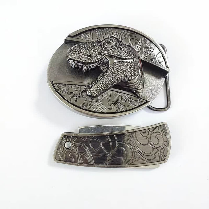 DIY Ledergürtel für Herren mit verstecktem Dinosaurier-Klappmesser