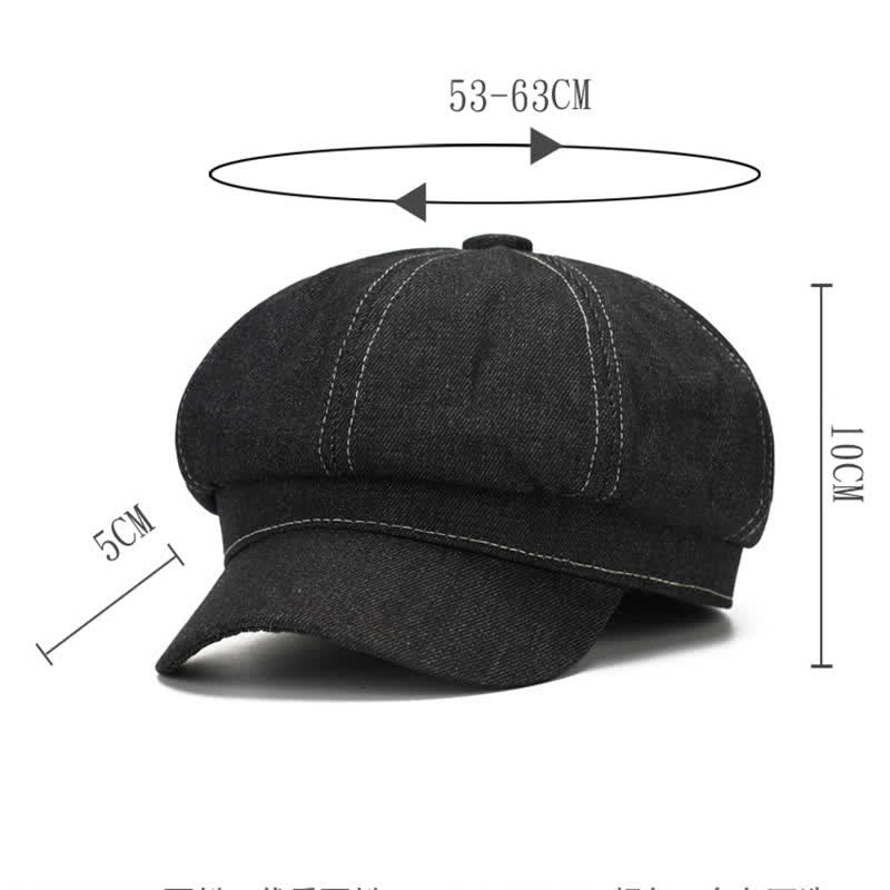 White Line Denim Newsboy Visor Beret Hut - image 7