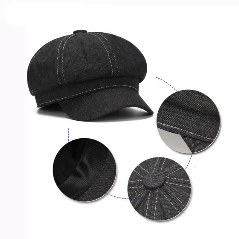 White Line Denim Newsboy Visor Beret Hut - image 8