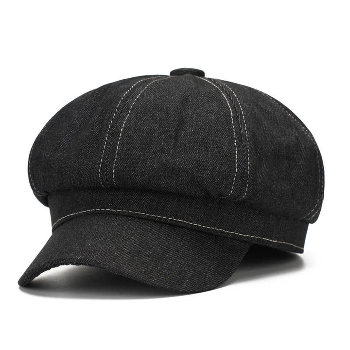 White Line Denim Newsboy Visor Beret Hut - Schwarz - Verstellbar (20 7/8"-24 /8") - image 0