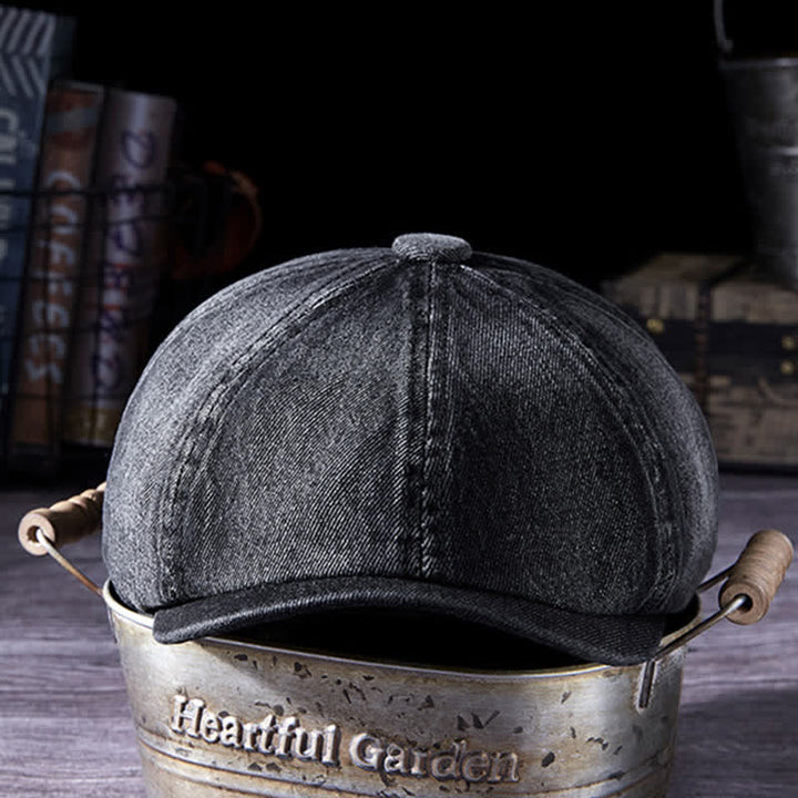 Vintage Wasch-Demin-Barett Hut mit Distressed-Effekt