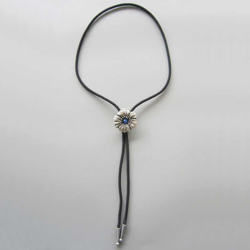 Blaue künstliche Kristall-Rhinestone-Blumenform-Bolo-Krawatte