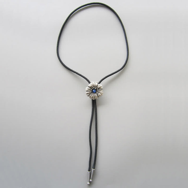 Blaue künstliche Kristall-Rhinestone-Blumenform-Bolo-Krawatte