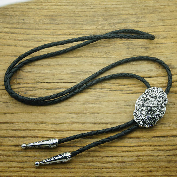 Western Texas Silberstern-Schnitzerei-Bolo-Krawatte