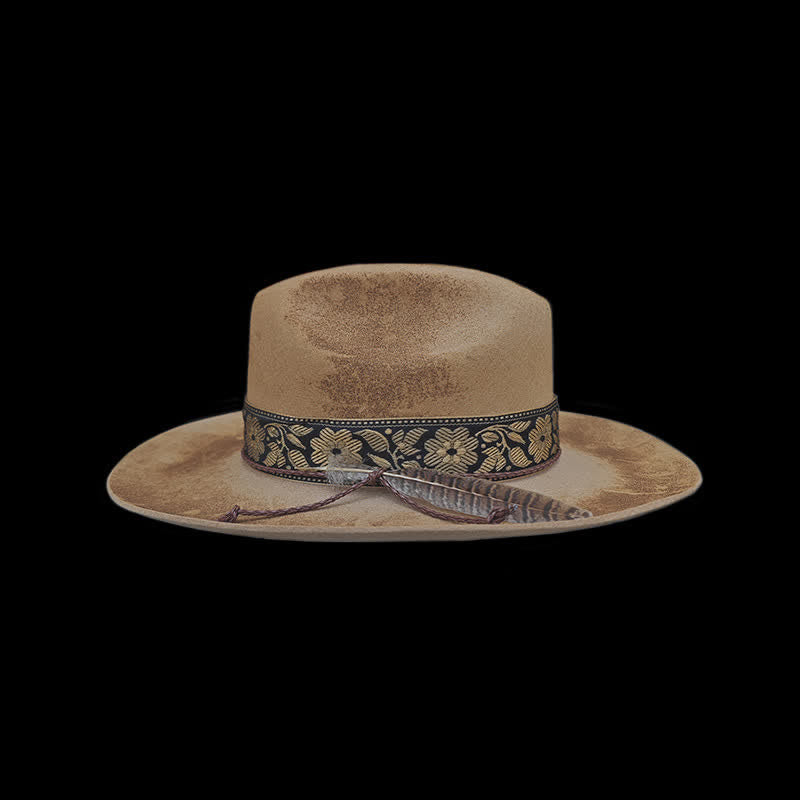 Jacquard Blüten Dekorative Federn Woll Cowboyhut - image 2
