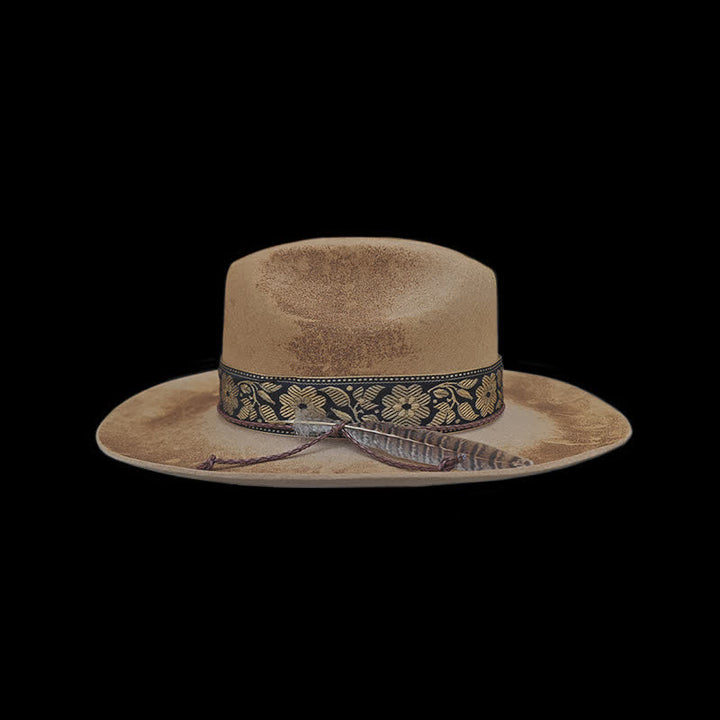 Jacquard Blüten Dekorative Federn Woll Cowboyhut - image 2
