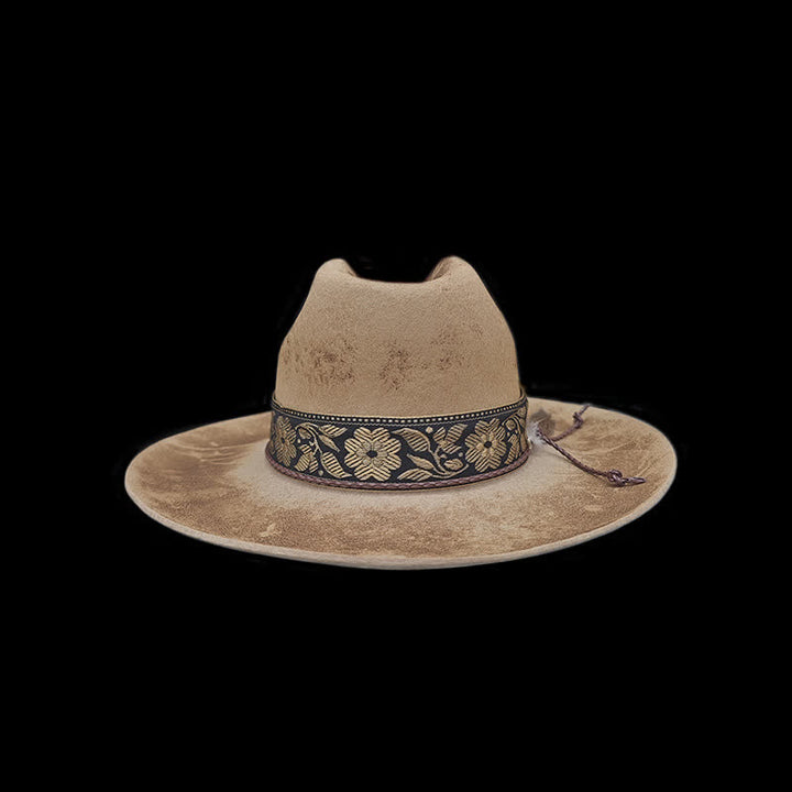 Jacquard Blüten Dekorative Federn Woll Cowboyhut - image 3