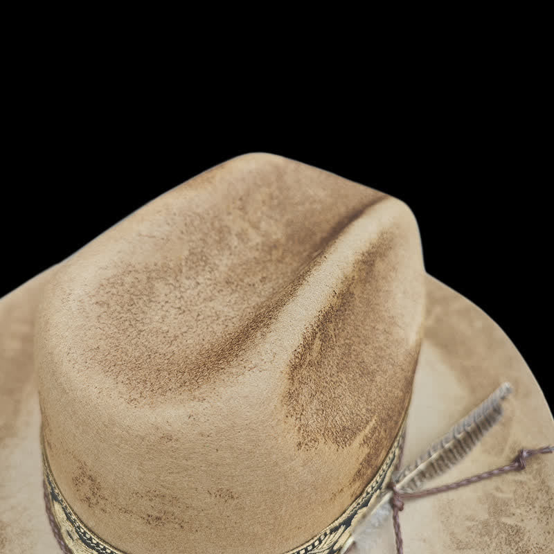 Jacquard Blüten Dekorative Federn Woll Cowboyhut - image 4
